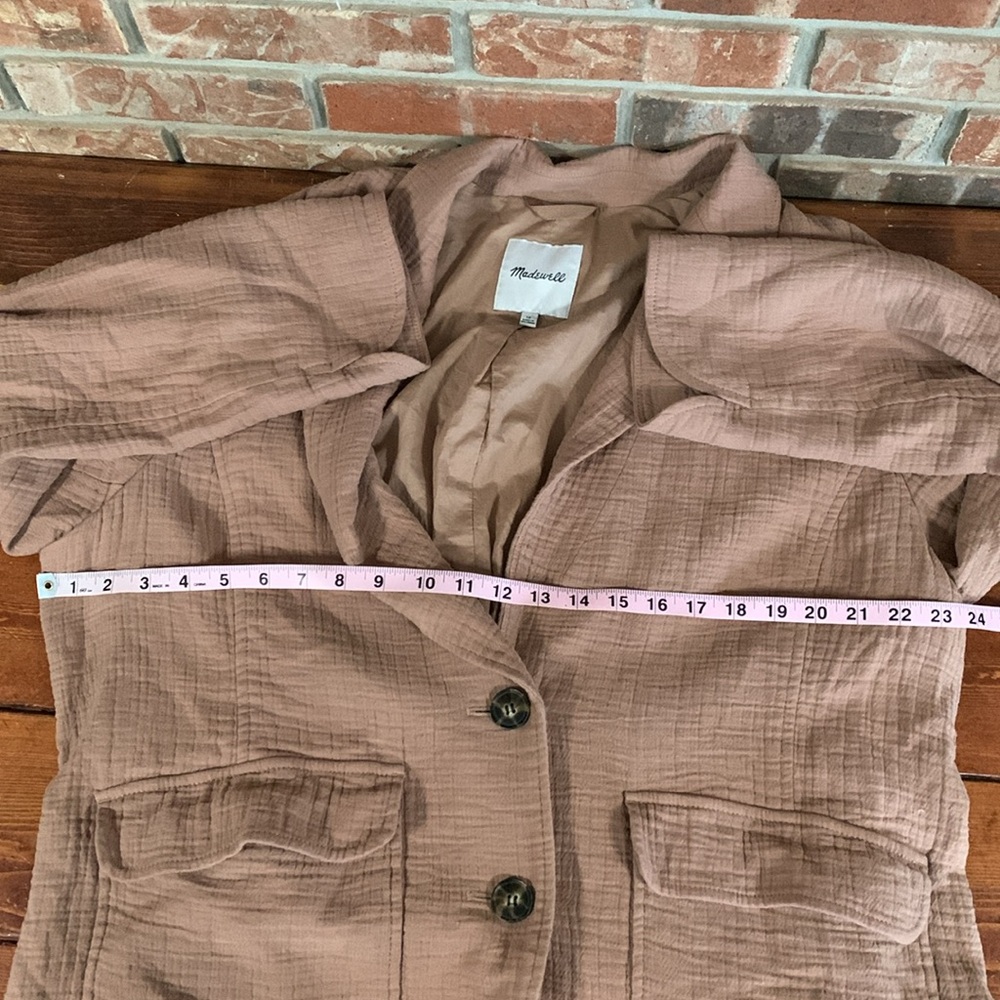 Madewell Relaxed Women's Larsen Cotton Linen 1X Button Front Blazer Jacket EUC - Picture 11 of 15